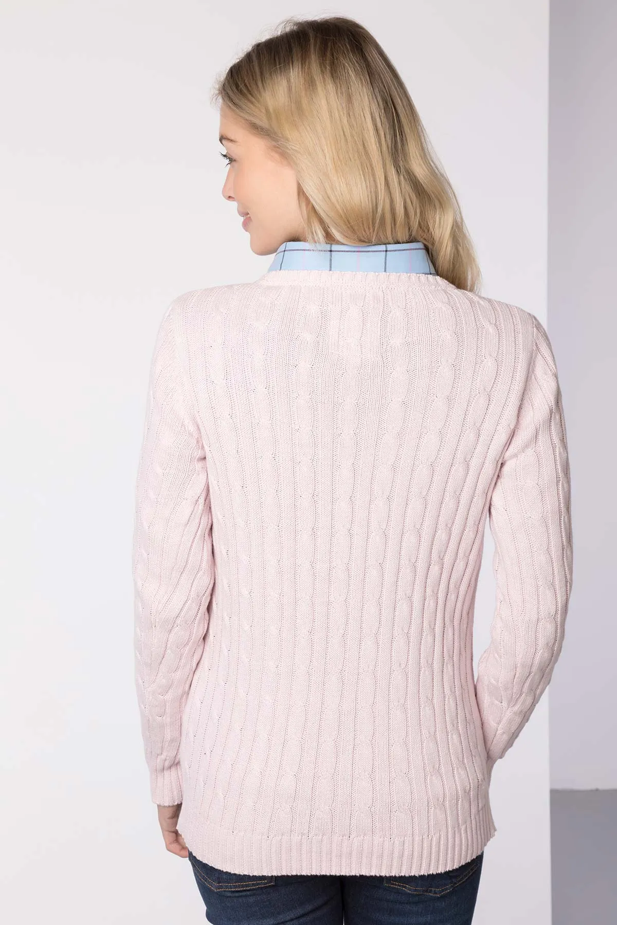 Ladies Crew Neck Cable Knit Jumper