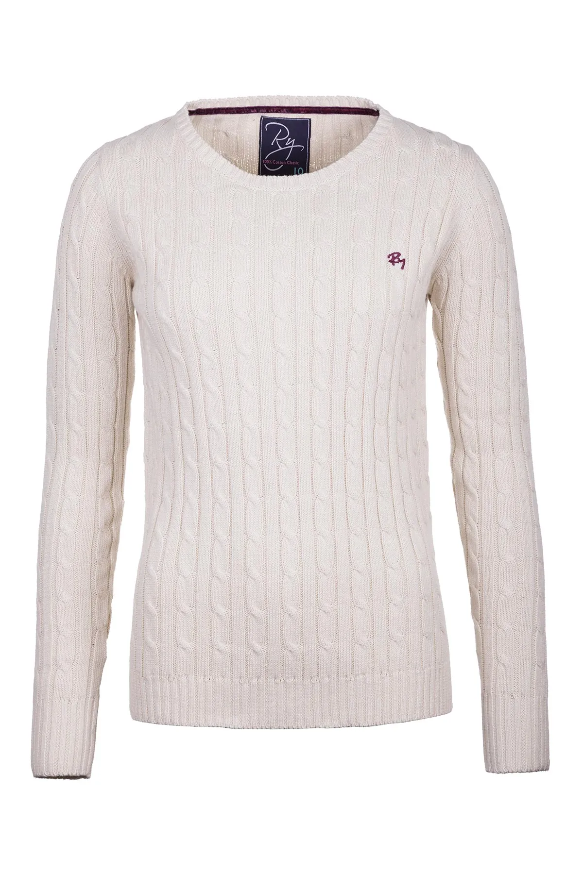 Ladies Crew Neck Cable Knit Jumper