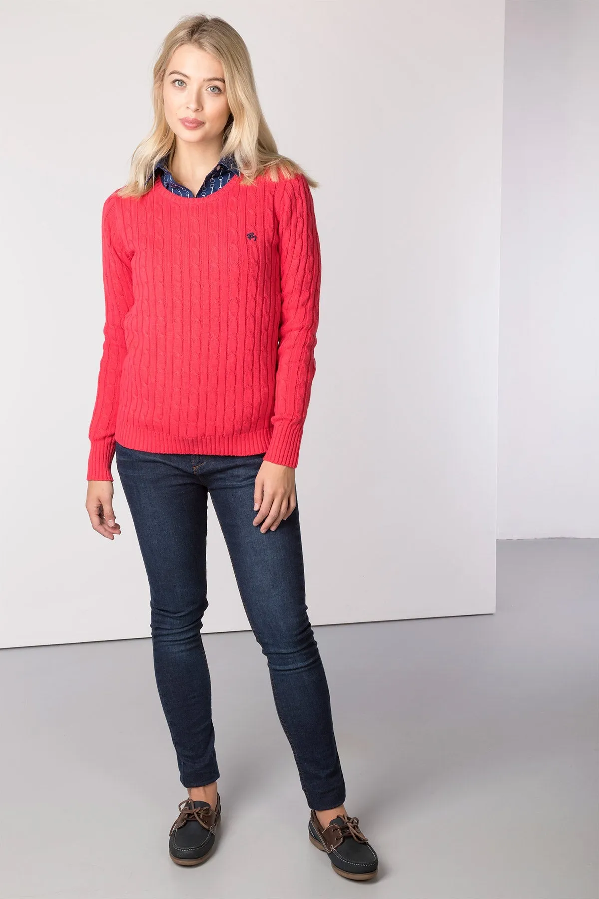 Ladies Crew Neck Cable Knit Jumper