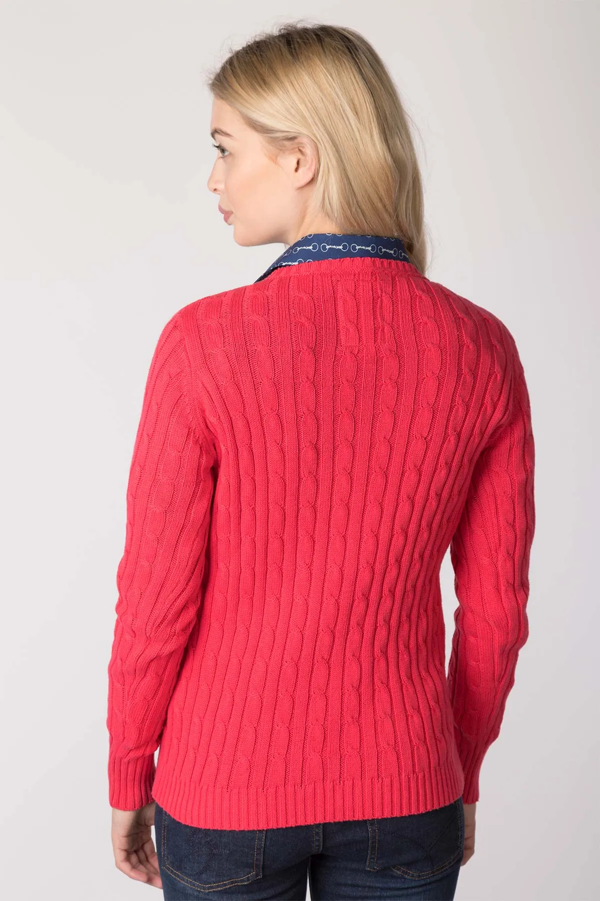 Ladies Crew Neck Cable Knit Jumper