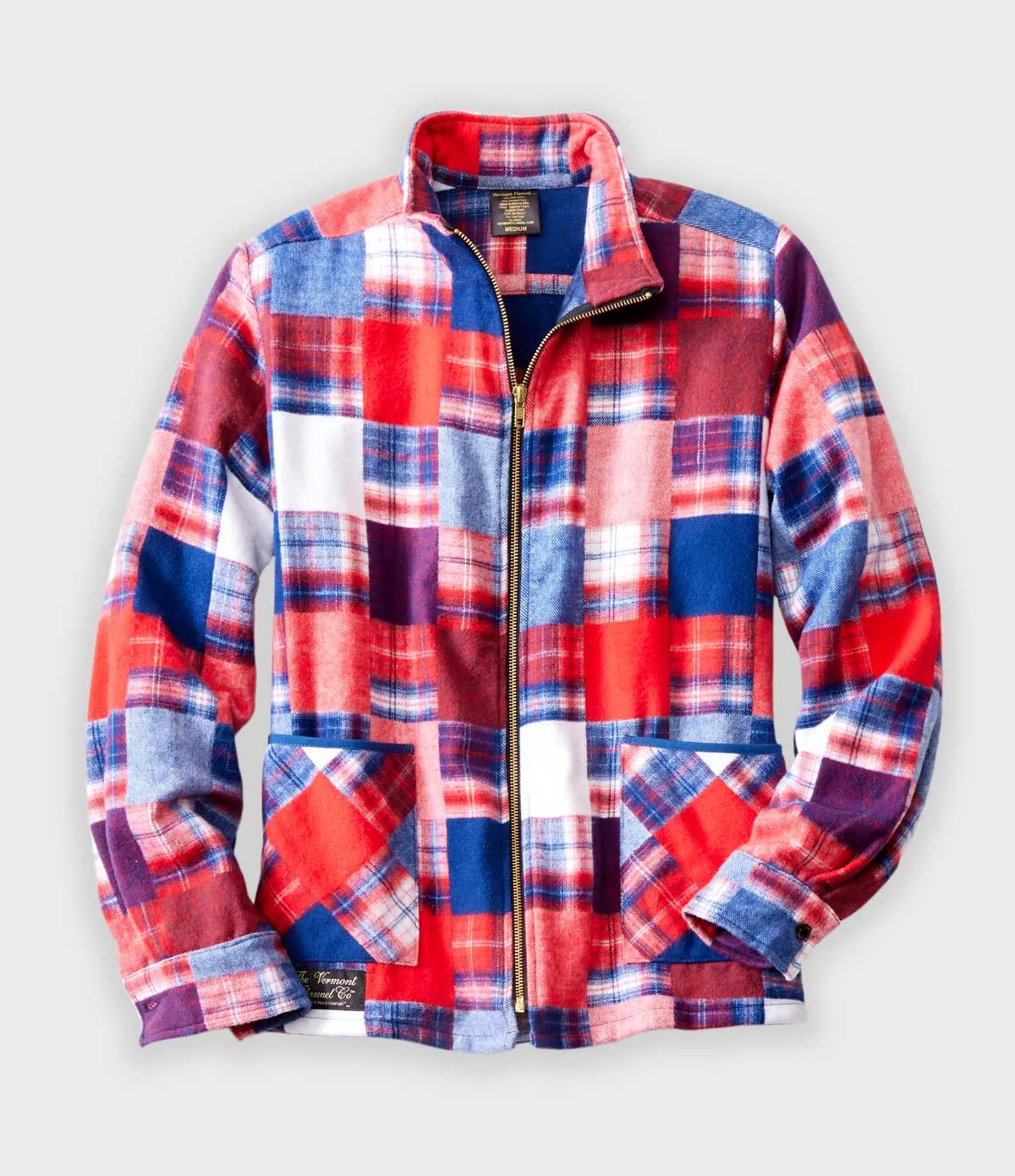 Ladies Flannel Zip Jacket - Patchwork USA