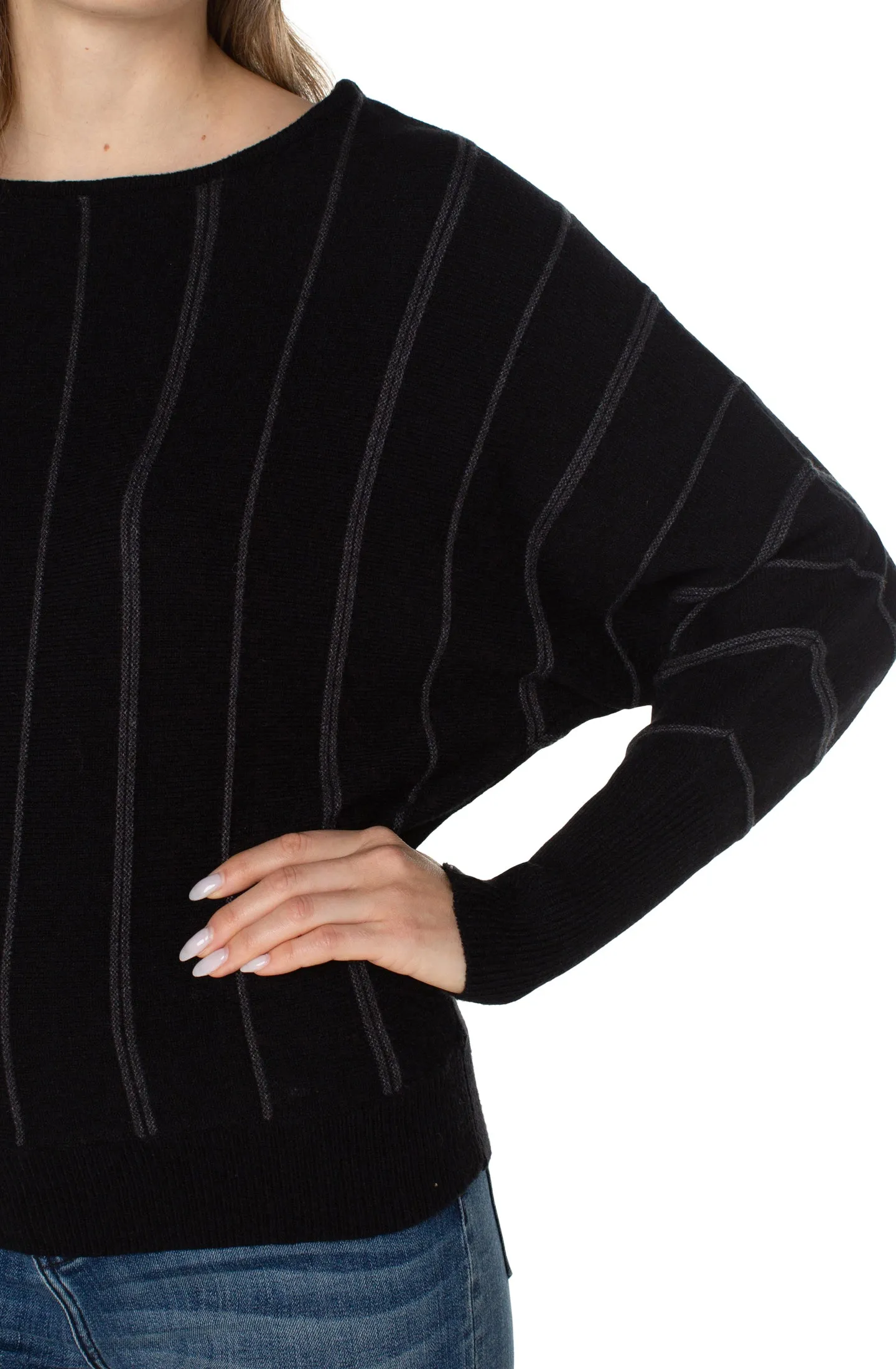 Long Sleeve Dolman Stripe Sweater