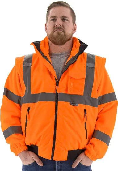 Majestic 75-1382 Hi-Vis Transformer Bomber Jacket Waterproof 8-in-1 Removable Winter Liner ANSI 3