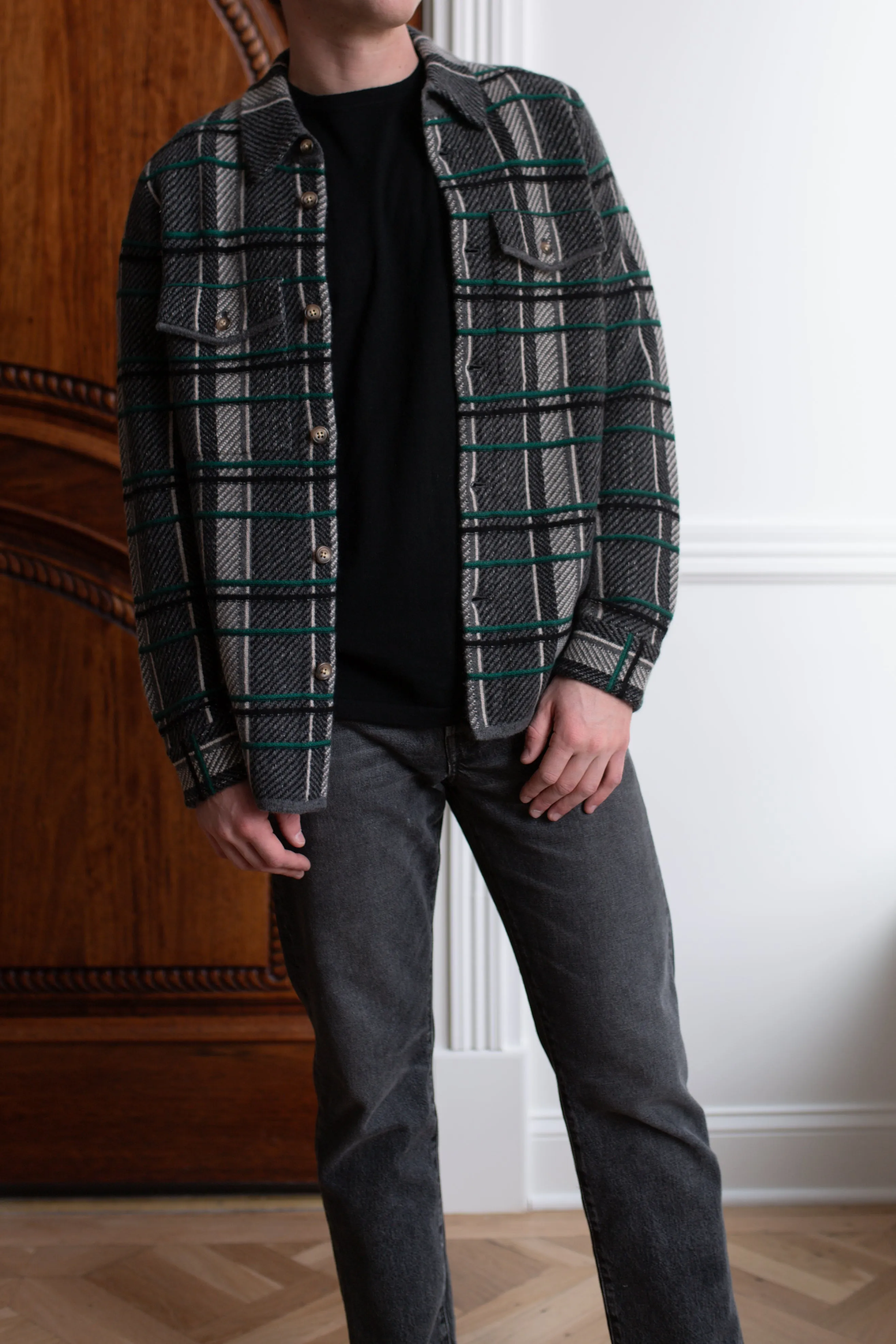 Plaid Work Shirt in Charcoal Combo