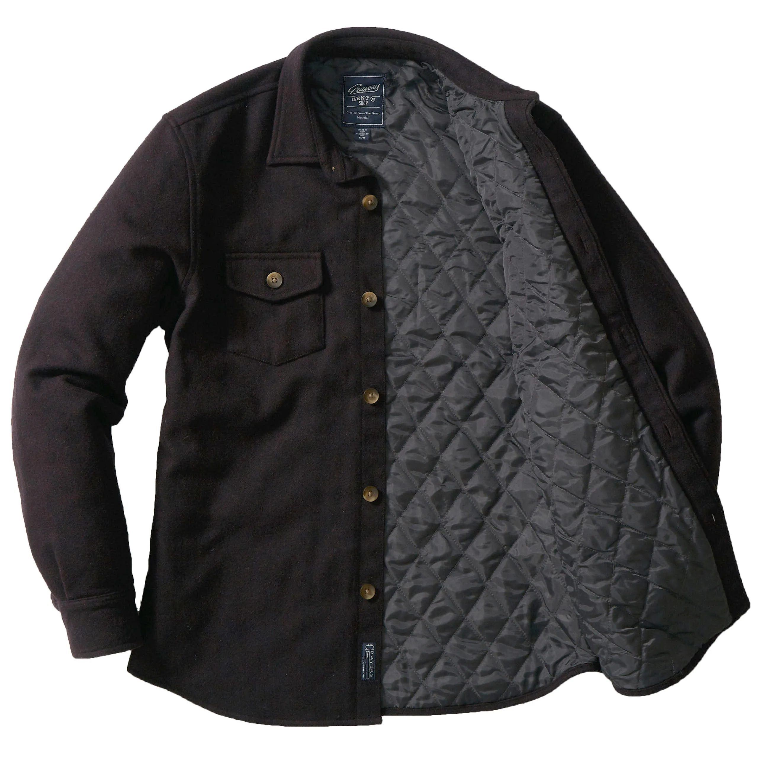 Retro Wool Padded Shirt Jacket - Dark Raisin