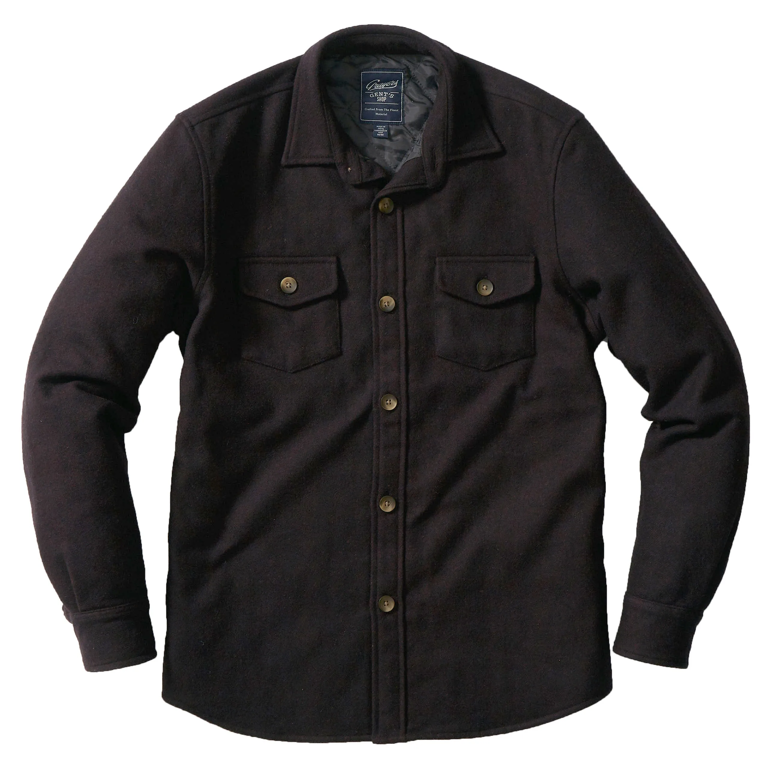 Retro Wool Padded Shirt Jacket - Dark Raisin