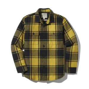 Retro Wool Padded Shirt Jacket - Mustard Black