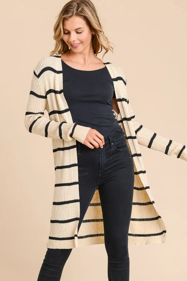 RIBBED UP OPEN CARDIGAN