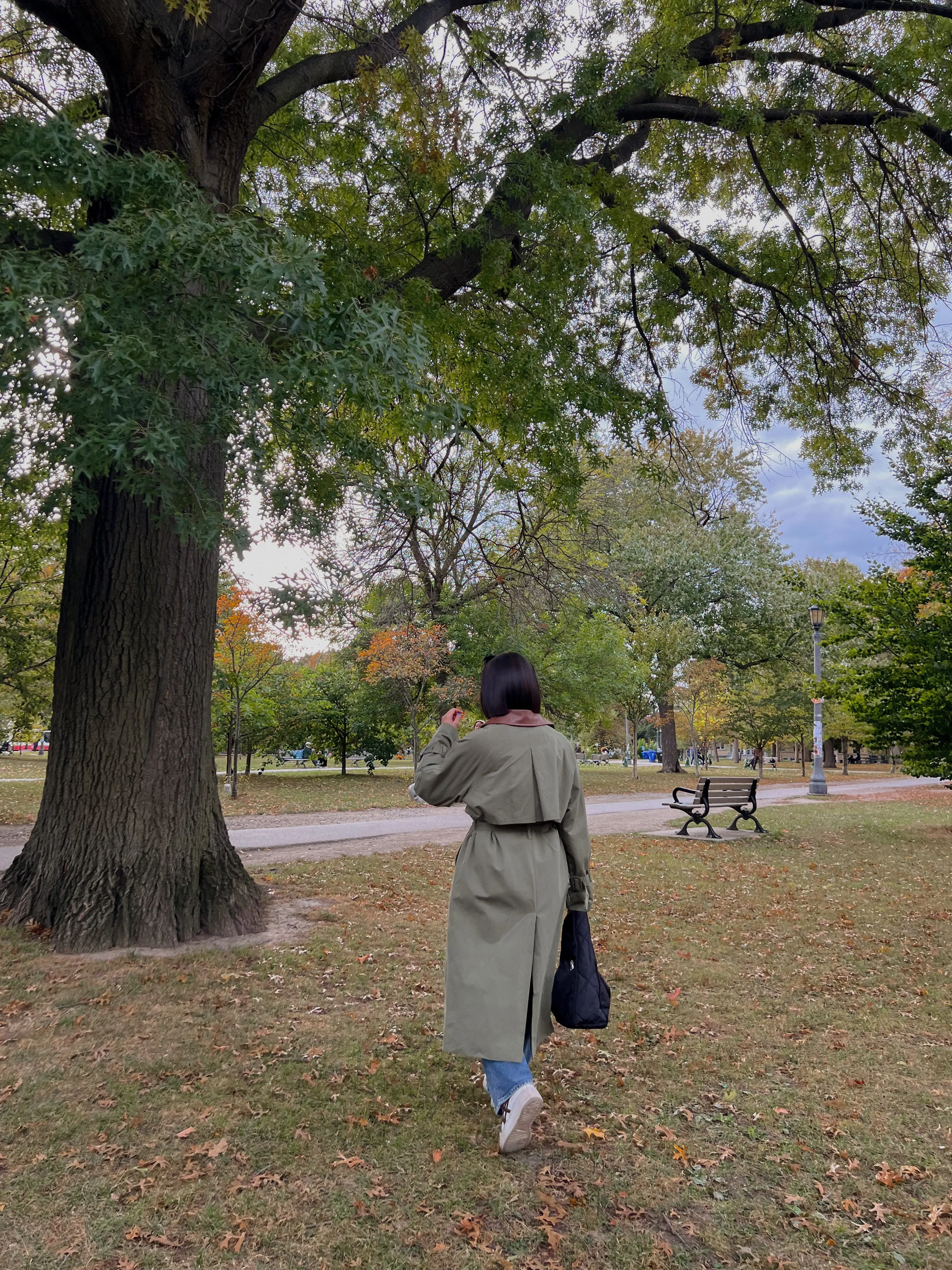 RINK Trench coat with leather collar