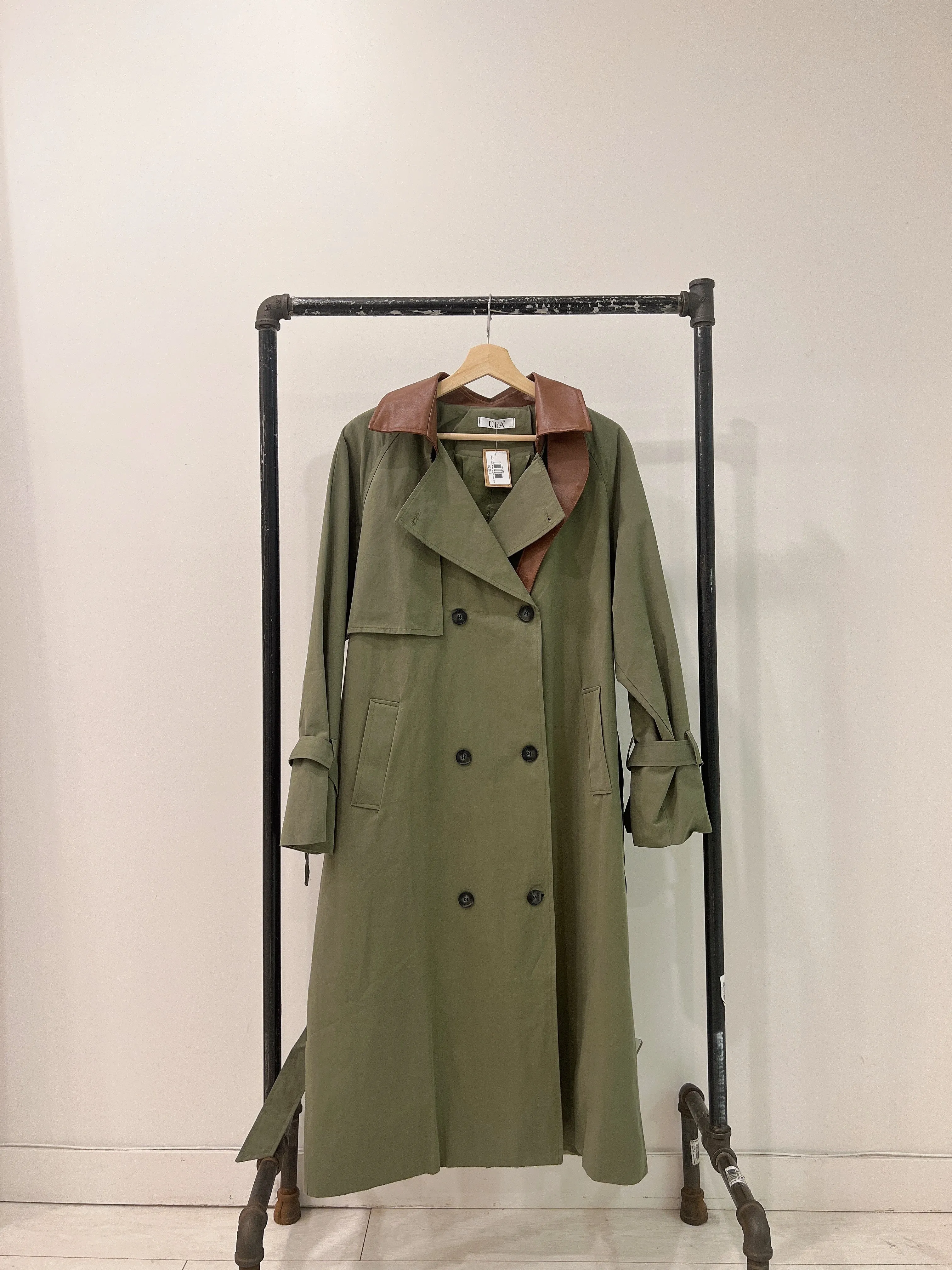 RINK Trench coat with leather collar