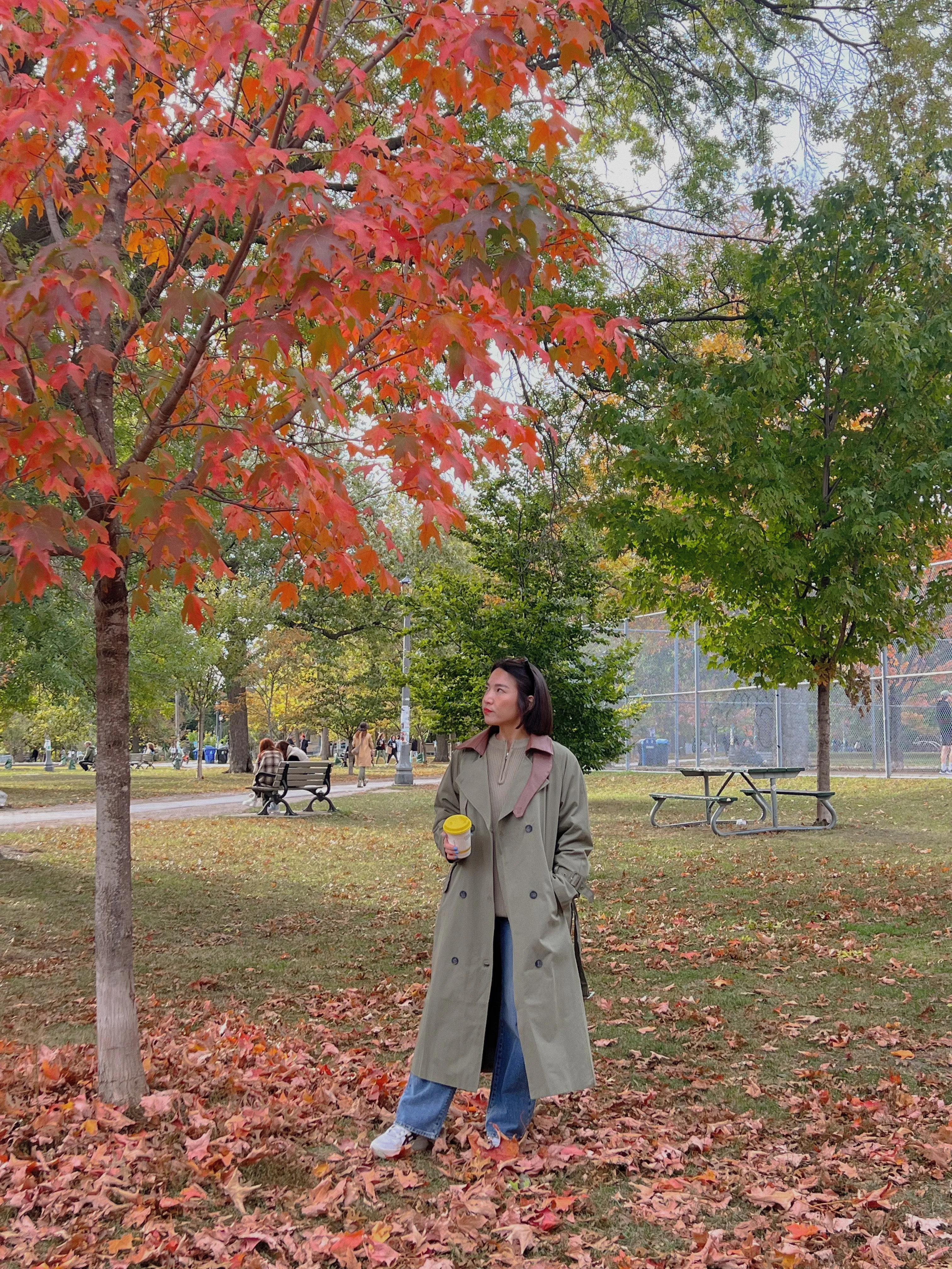 RINK Trench coat with leather collar