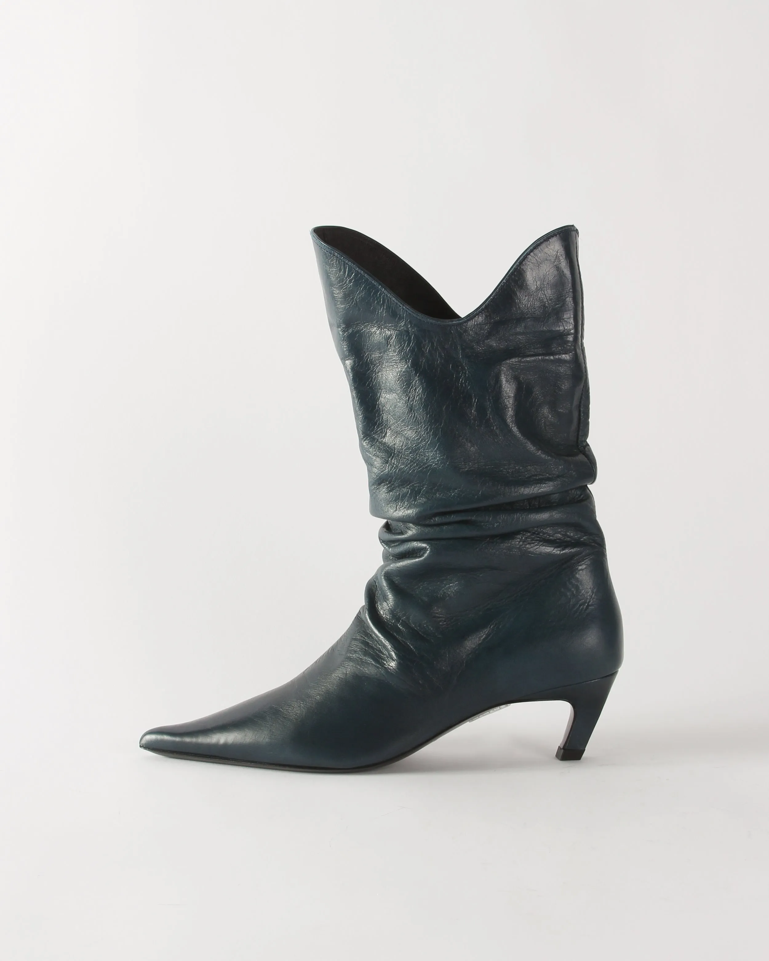 Slouchy Boot Leather Petroleo