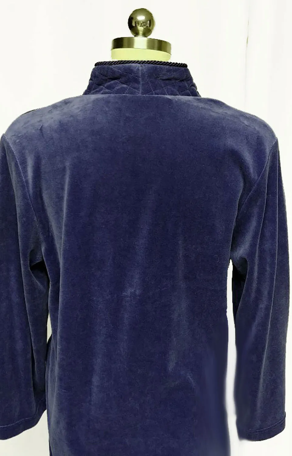 SOLD - NEW - DIAMOND TEA LUXURIOUS ZIP UP FRONT COTTON BLEND VELOUR ROBE IN INDIGO - SIZE MEDIUM - ONLY 1 IN STOCK IN THIS SIZE & COLOR -  WOULD MAKE A WONDERFUL CHRISTMAS GIFT!