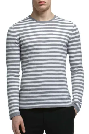 STRIPED COTTON CASHMERE CREWNECK