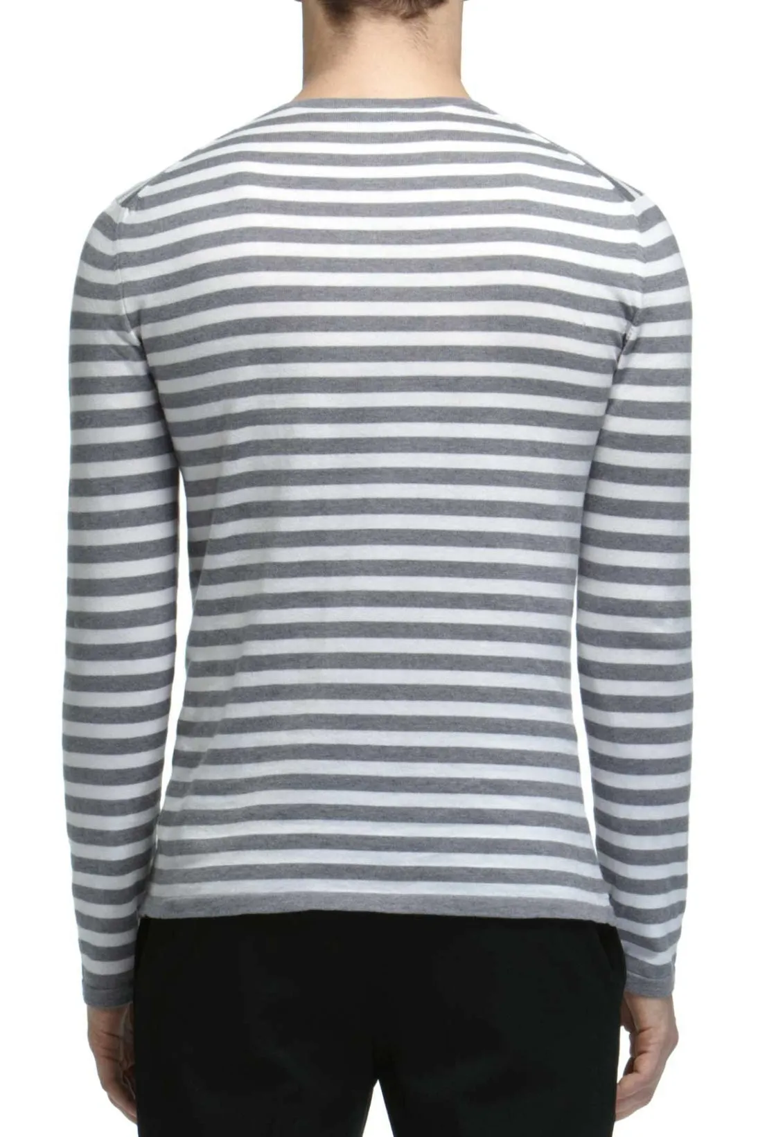 STRIPED COTTON CASHMERE CREWNECK