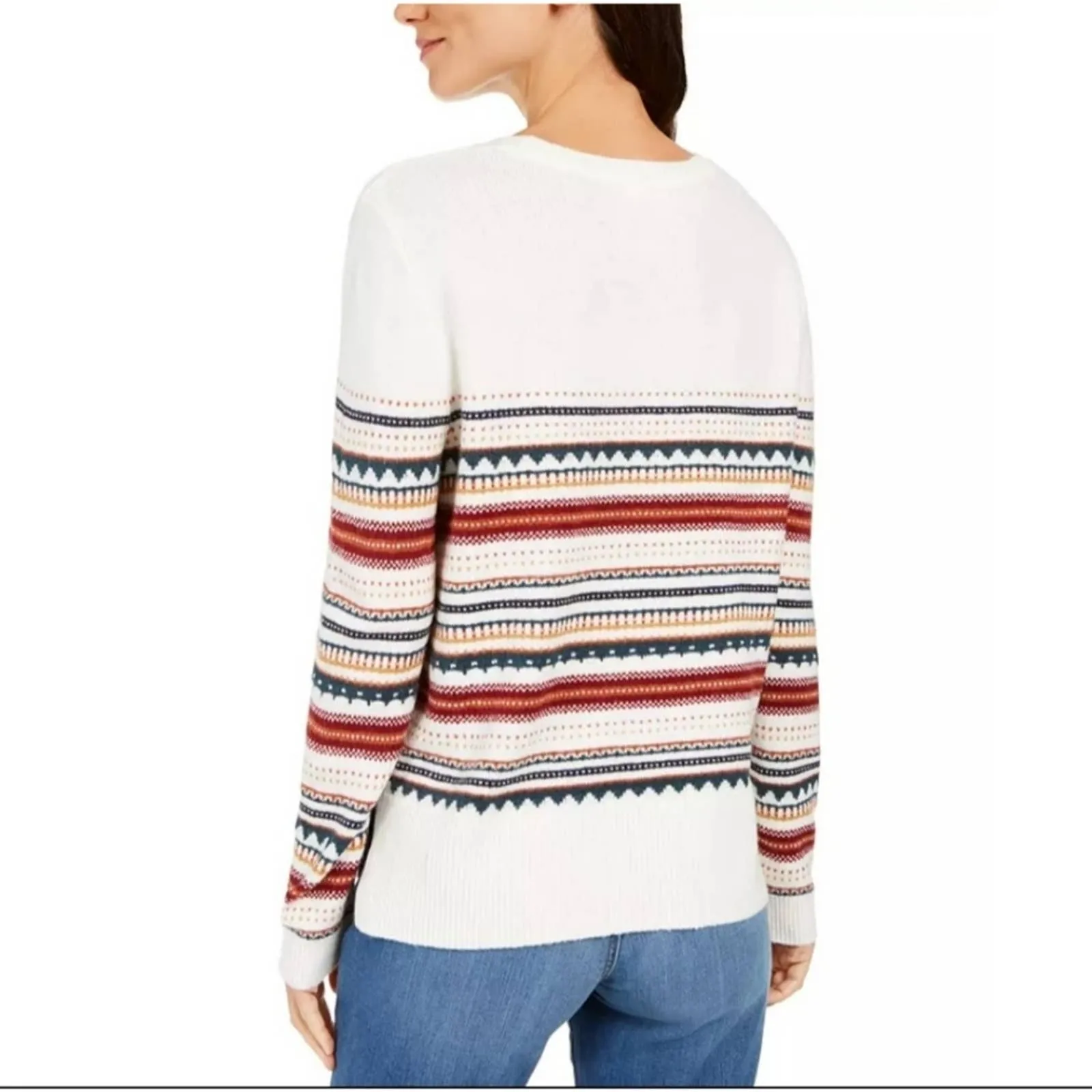 Style & Co Striped Studded Lightweight Sweater L