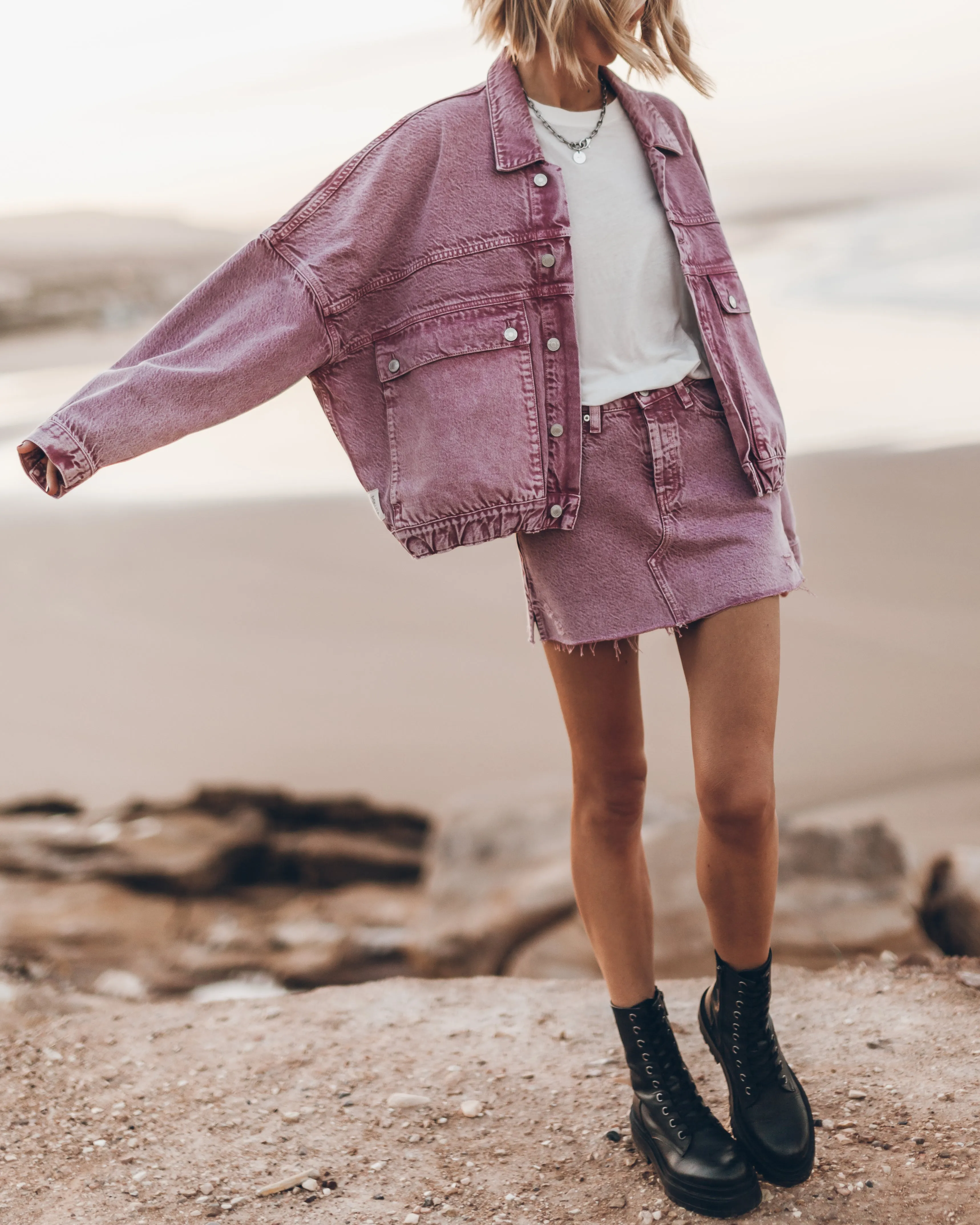 The Pink Faded Denim Jacket