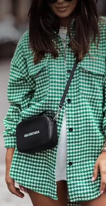 Tops- Kellygreen Houndstooth Shacket