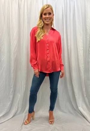 Tops - Pink Button Up Blouse