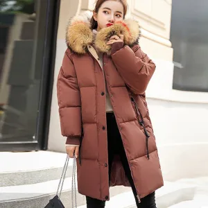 Winter Hooded Warm Down Coat Women Casual Long Down Jackets Ladies Thicken Cotton Parka Plus Size Outerwear Korean Harajuku Coat