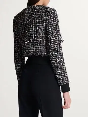 Women’s Cropped Ribbed-Hem Tweed Jacket