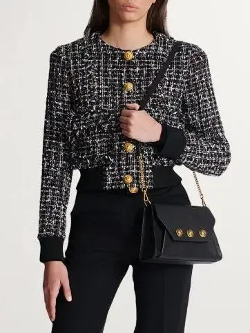 Women’s Cropped Ribbed-Hem Tweed Jacket